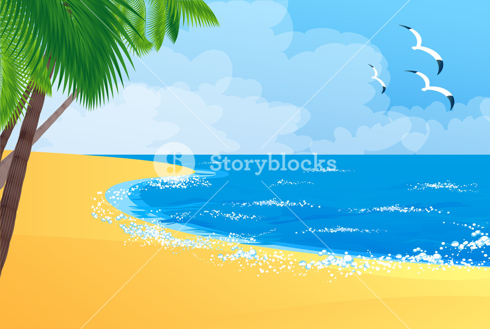 1000x672 Tropical Beach. Vector Background Royalty Free Stock Image