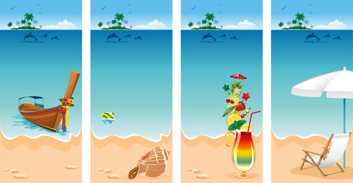 500x260 Summer Beach Scenery Vector 01 Free Download