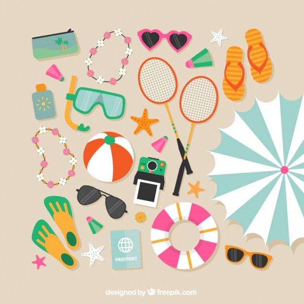 626x626 Variety Of Beach Elements Vector Free Download