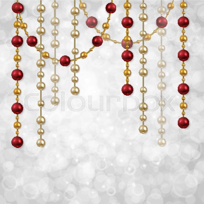 800x800 Hanging Garland Beads Vector Background. Christmas Card Template