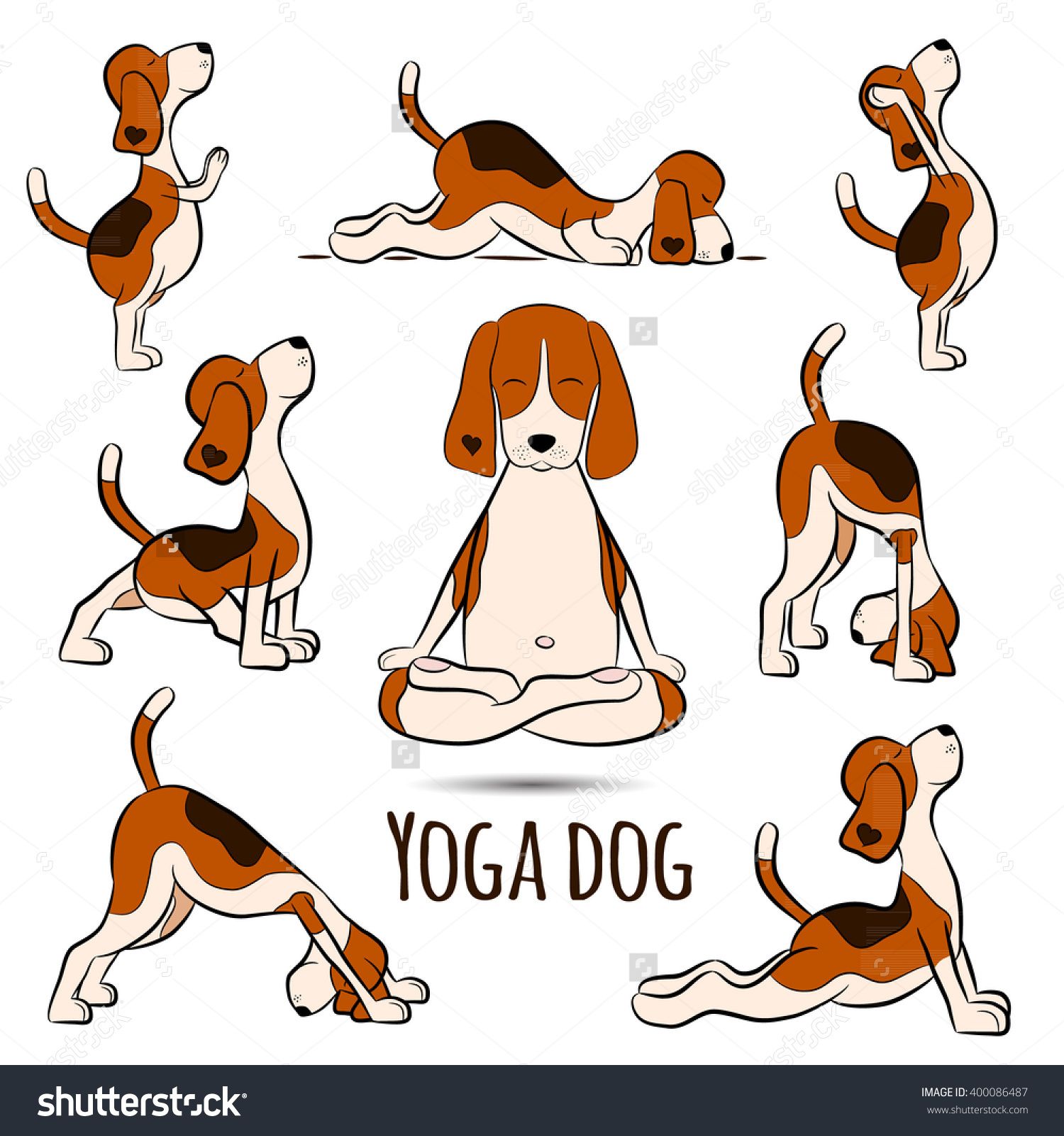 1500x1600 Isolated Cartoon Funny Dog Beagle Doing Yoga Position. Surya