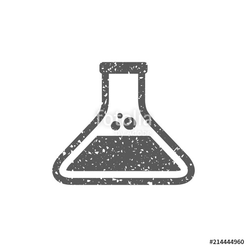 500x500 Beaker Icon In Grunge Texture. Vintage Style Vector Illustration