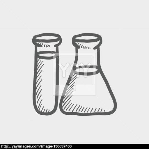 512x512 Test Tube And Beaker Sketch Icon Vector