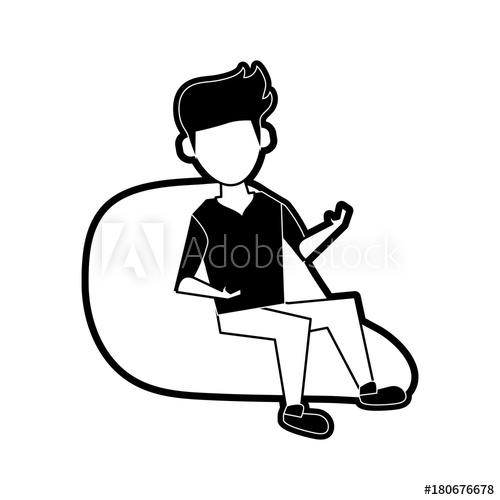 500x500 Young Man Sitting On Bean Bag Icon Vector Illustration Graphic