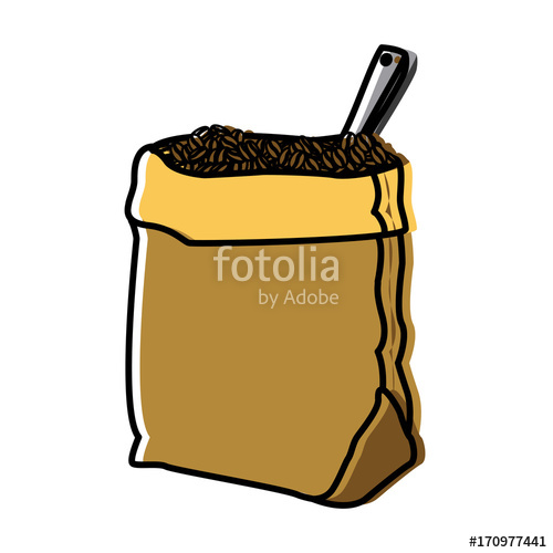 500x500 Coffee Bean Bag Icon Vector Illustration Graphic Design Stock