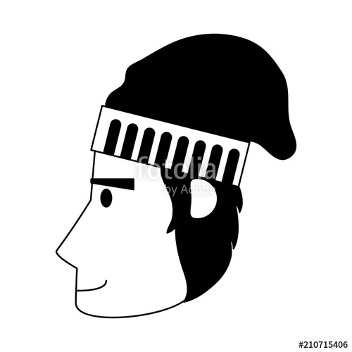 500x500 Man With Beanie Hat Vector Illustration Graphic Design Stock