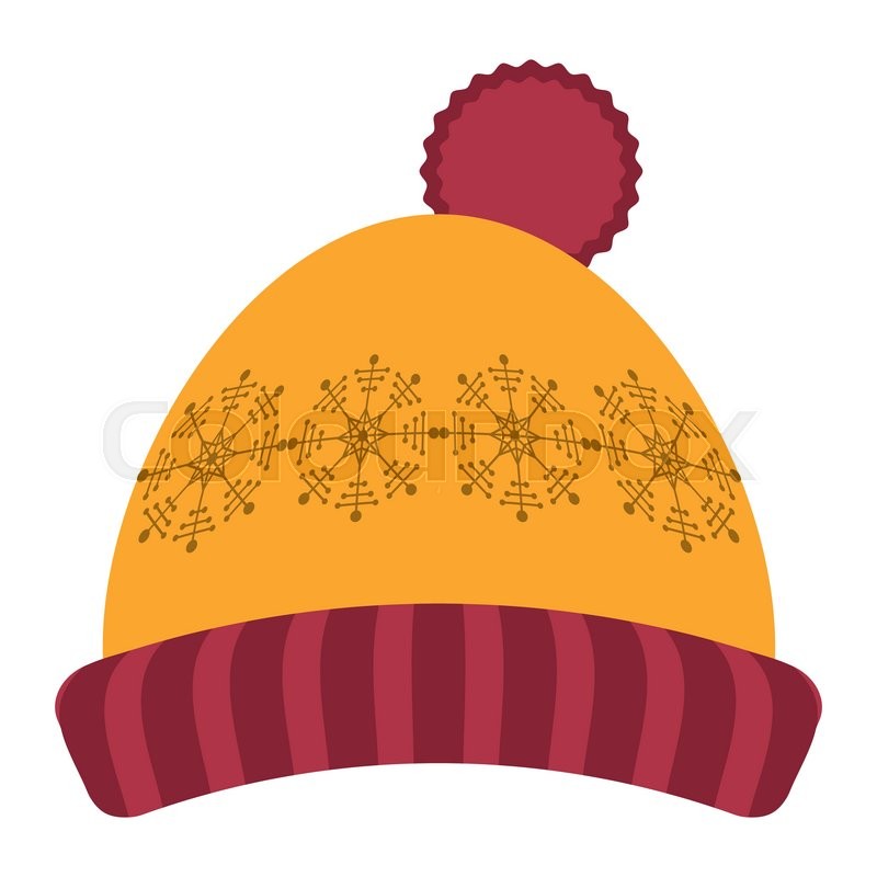 800x800 Flat Design Winter Knit Hat Icon Vector Illustration Stock