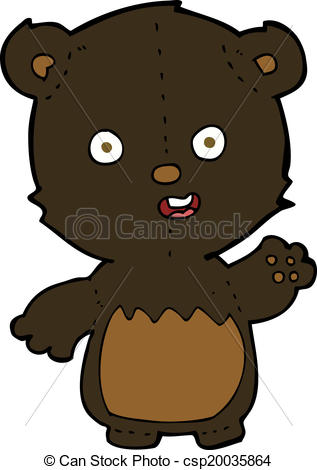 317x470 Cartoon Waving Black Bear Cub.