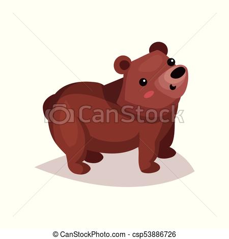 450x470 Cute Brown Bear Cub Cartoon Vector Illustration On A White Background.