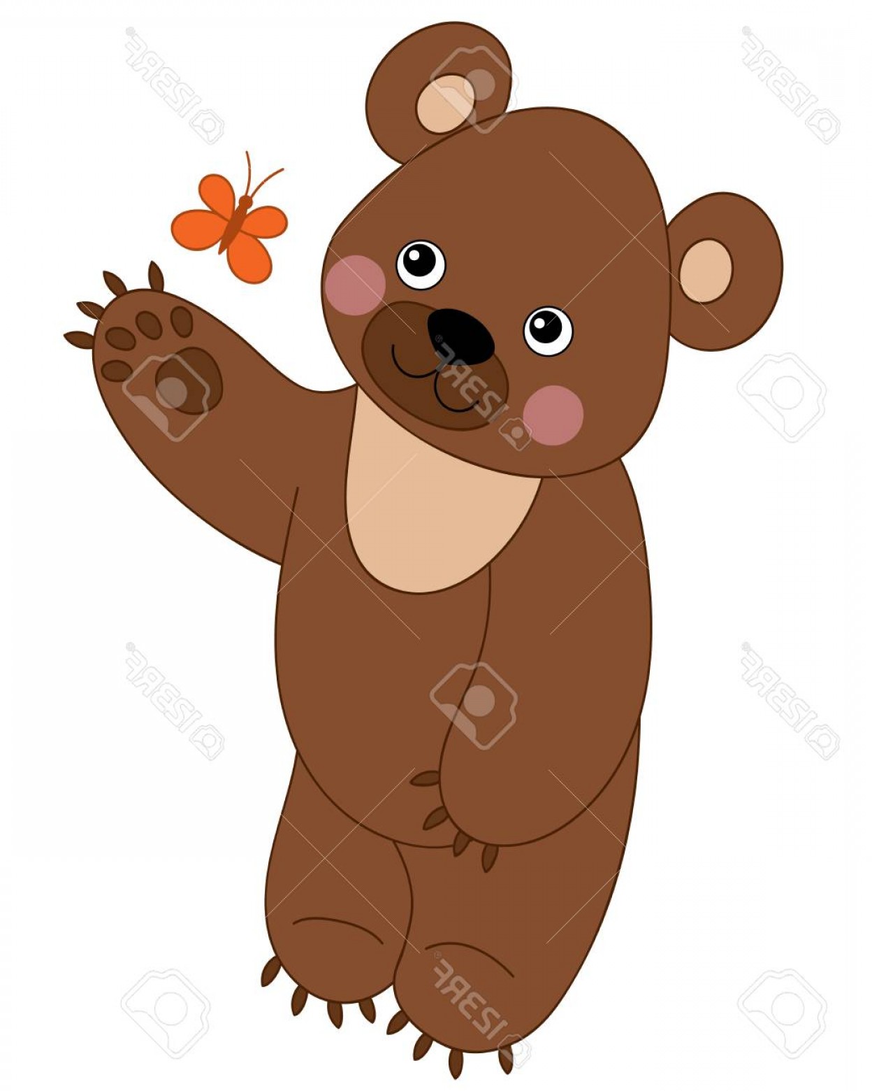 1248x1560 Photostock Vector Vector Cute Cartoon Brown Bear With Butterfly