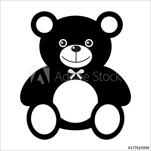 500x500 Black Bear Cub On White Background