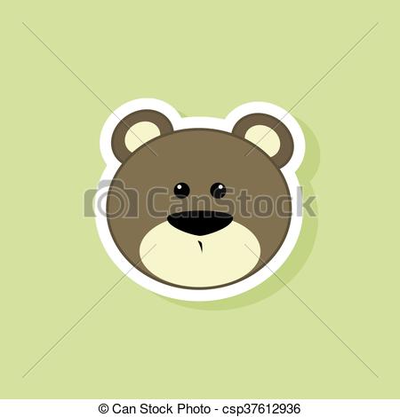 450x470 Cute Bear Face. Abstract Cute Bear Face On A Green Background.