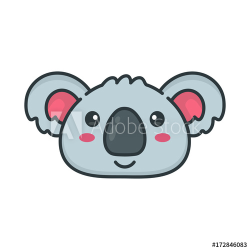 500x500 Cute Smiling Happy Koala Bear Face. Vector Modern Line Outline