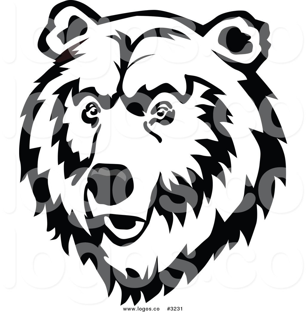 1024x1044 Royalty Free Vector Of A Black And White Bear Face Logo By