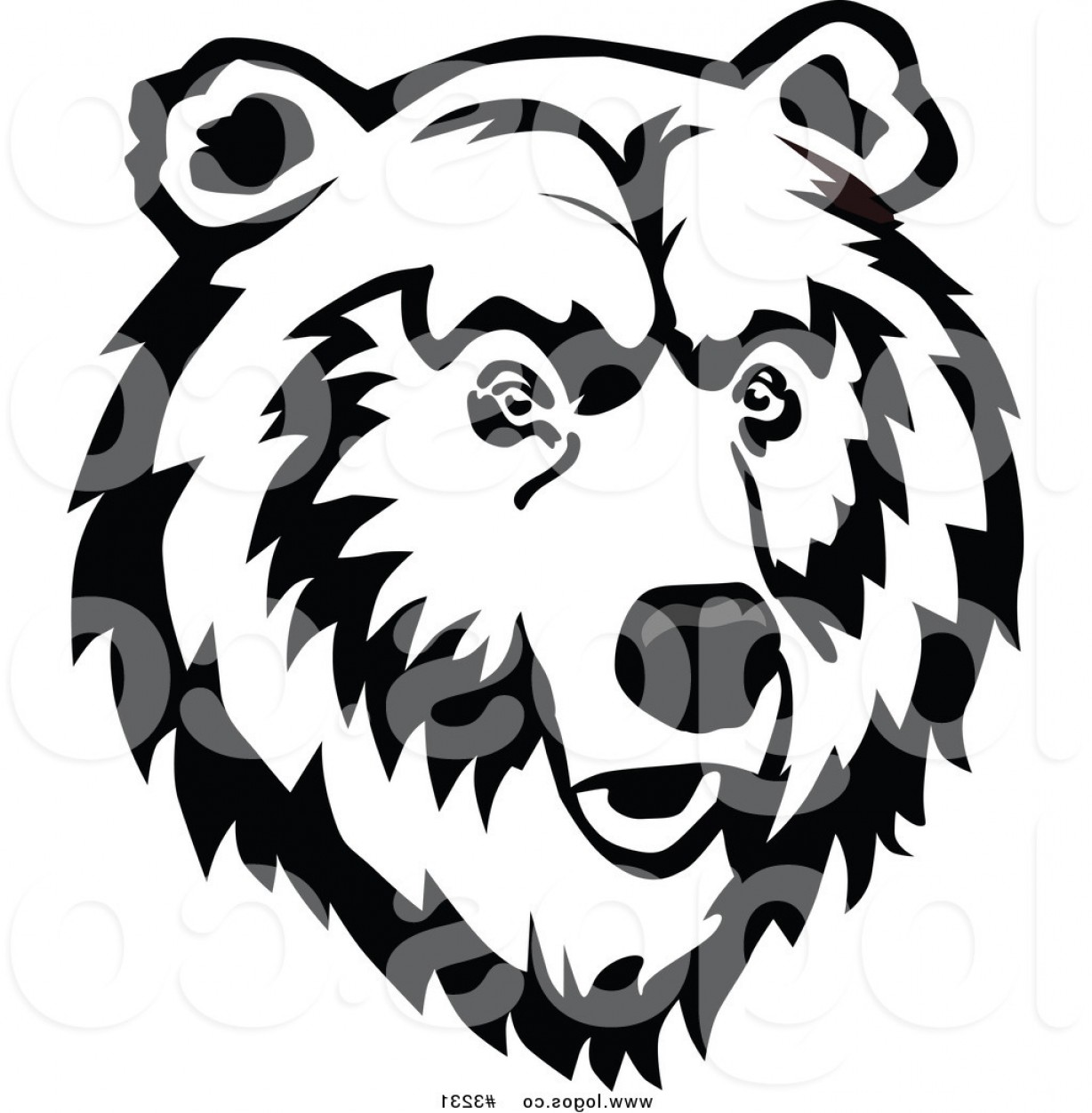 1228x1252 Royalty Free Vector Of A Black And White Bear Face Logo By Vector