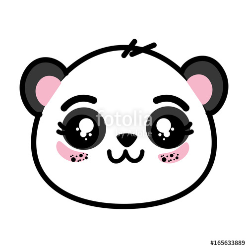 500x500 Cute Panda Bear Face Icon Vector Illustration Graphic Design