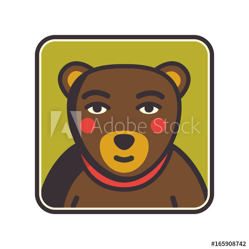 500x500 Bear Face Flat Icon. Animal Icons Series. Bear Head Vector