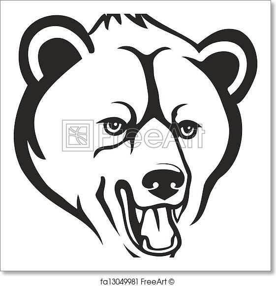 561x581 Free Art Print Of Bear Head. Vector Illustration Of Tribal Grizzly