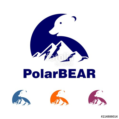 500x500 Unique Polar Bear Logo Template. Editeble. Mountain And Bear