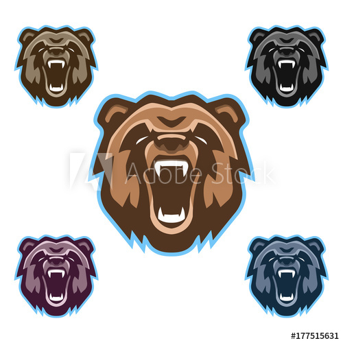 500x500 Bear. Mascot, Chevron, Sticker, Logo. Vector Illustration.