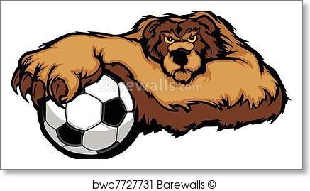 437x269 Art Print Of Bear Mascot With Soccer Ball Vector Barewalls