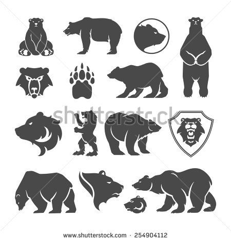 450x470 Vintage Bear Mascot, Emblems, Symbols, Icons Set. Can Be Used For