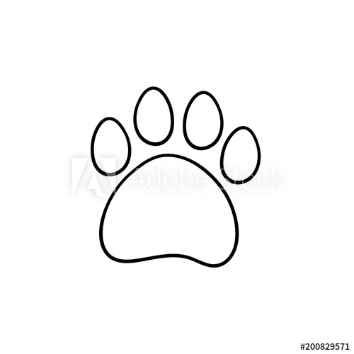 500x500 Paw Print Hand Drawn Outline Doodle Icon. Bear Paw Print Vector