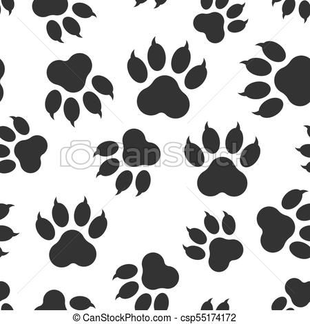 450x470 Paw Print Icon Seamless Pattern Background. Business Flat Vector