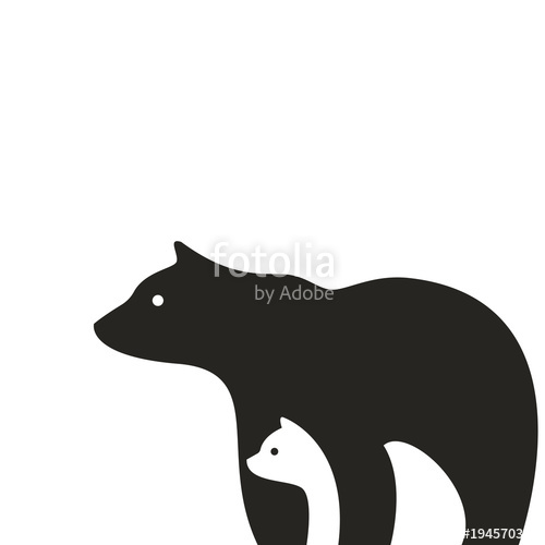 500x500 Bear Logo Icon, Gray Bear Vector Illustration Stock Image And