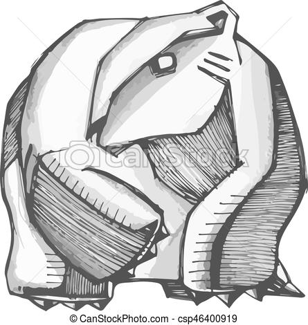 445x470 Abstract Polar Bear Vector Illustration. Hand Drawn Vector