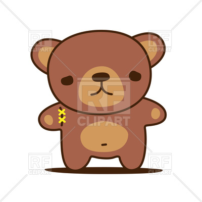 400x400 Sad Kawaii Teddy Bear With Sewn Paw Vector Image Vector Artwork