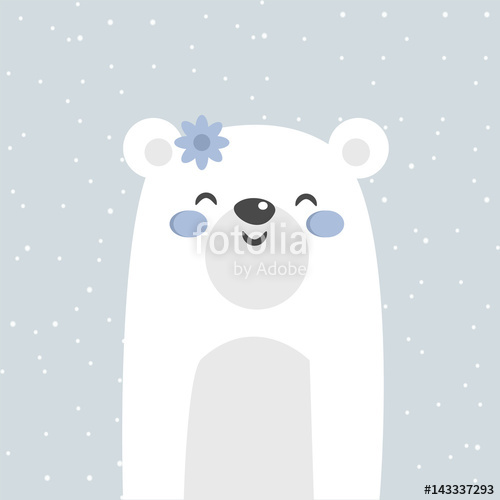 500x500 Cool And Cute Polar Bear Illustration. Cartoon Bear. Vector Stock