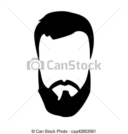450x470 Hipster Detailed Hair And Beards Set. Fashion Bearded Man. Long