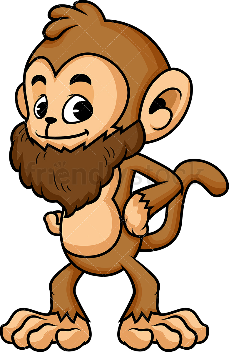 779x1196 Hipster Monkey Cartoon With Beard Vector Clipart