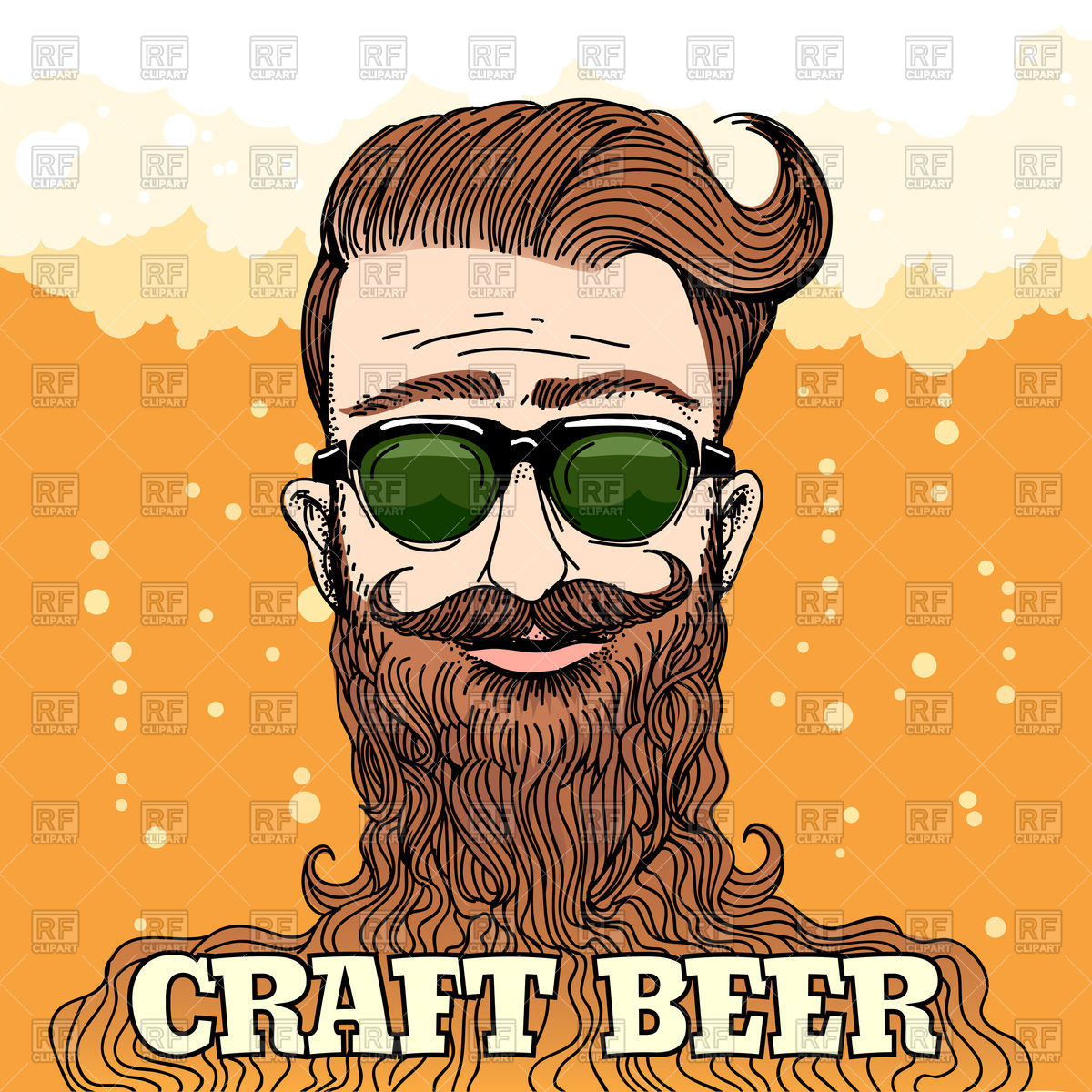 1200x1200 Hipster Head With Huge Beard Vector Image Vector Artwork Of