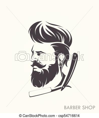 394x470 Vintage Barber Shop Emblem Label Badge With Beard. Vintage Barber