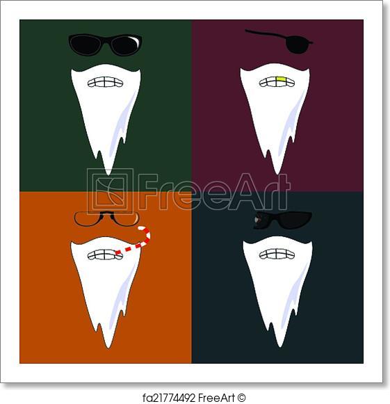 561x581 Free Art Print Of Vector Illustration Of Four Face With Beard