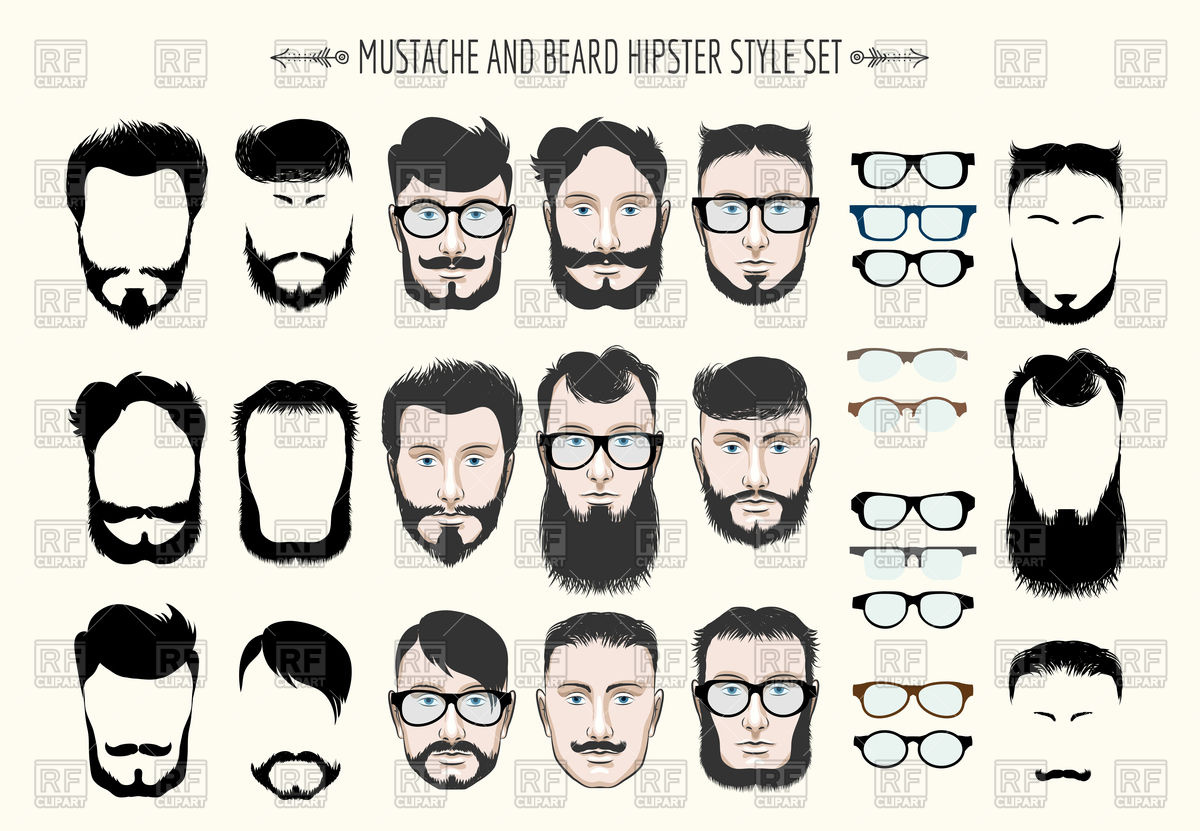 1200x831 Hipster Mustache And Beard Fashion Silhouette Vector Image