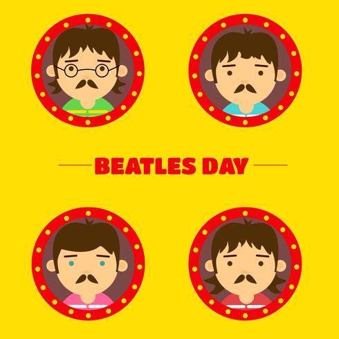 490x490 Cute Flat Beatles Character Background
