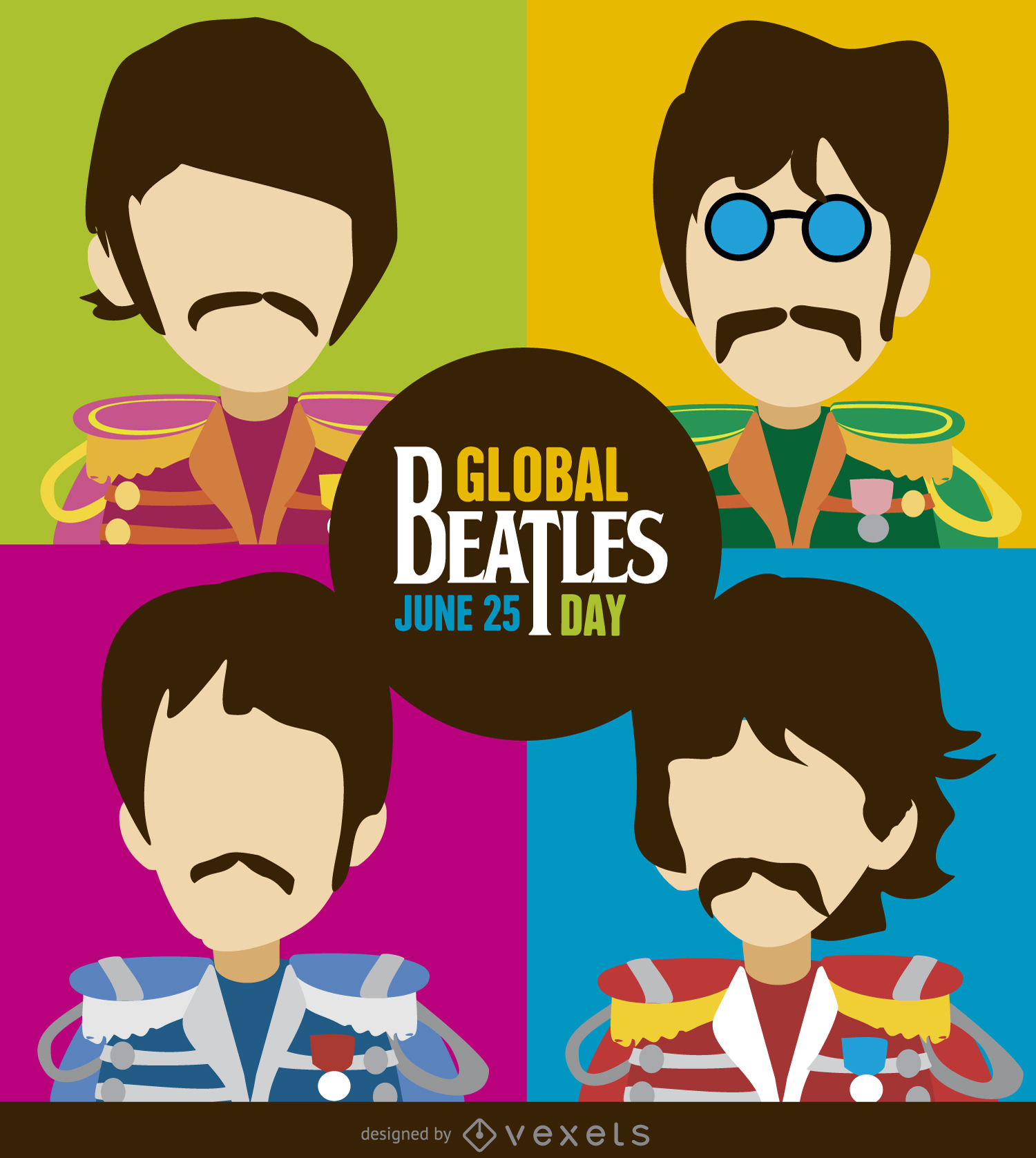 1500x1677 Beatles Day Cartoon Illustration