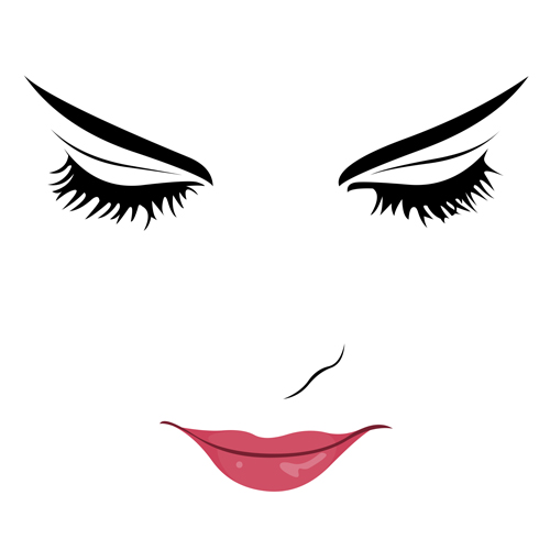 500x500 Beautiful Girl Face Design Vector Set 02 Free Download