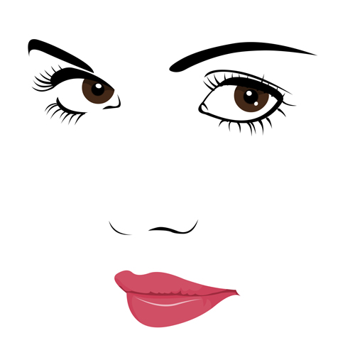 500x500 Beautiful Girl Face Design Vector Set 03 Free Download