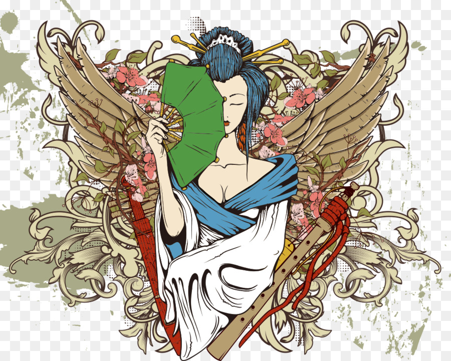 900x720 Geisha Japanese Art Royalty Free Painting