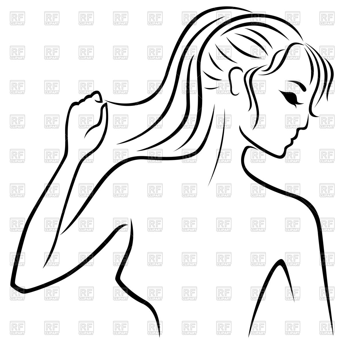 1200x1200 Outline Of Young Beautiful Woman Profile Vector Image Vector