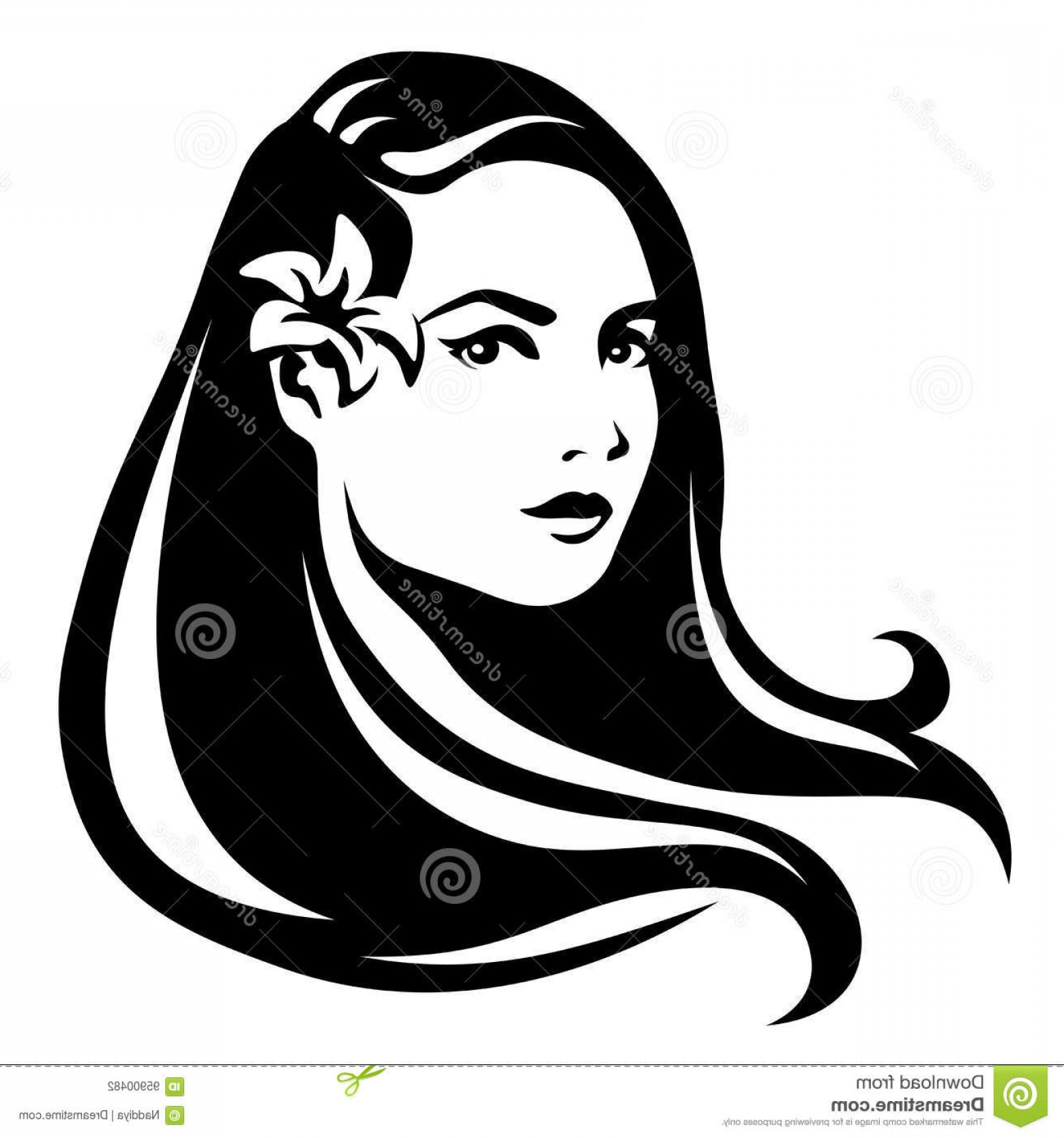 1560x1668 Stock Illustration Black White Portrait Beautiful Young Woman