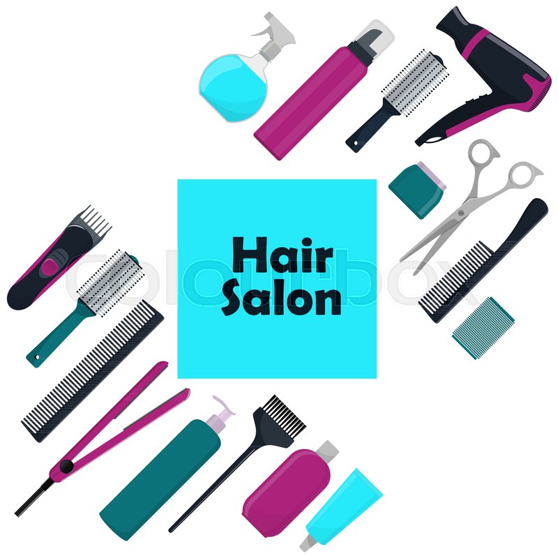800x800 Hair Salon Concept. Tools And Cosmetic Products For Hair Care