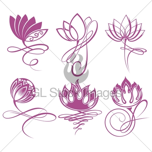 500x500 Beauty Vector Lotus Flowers Design Logo Template Icon Gl Stock