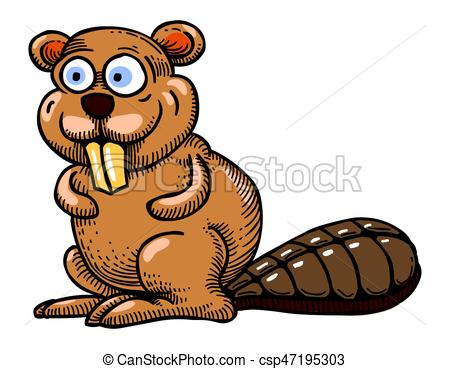 450x369 Cartoon Image Of Beaver. An Artistic Freehand Picture.