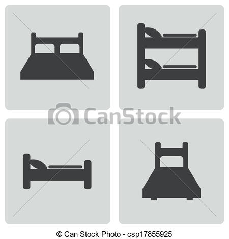450x470 Vector Black Bed Icons Set On White Background.