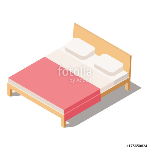 500x500 Big Bed For Two Or One Person. Furniture For The Bedroom. Vector
